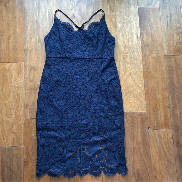 *SOLD*Lulu's Flirting with Desire Navy Blue Lace - Picture 4 of 15